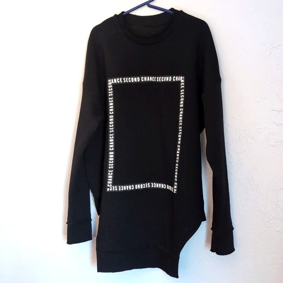 LOCKER ROOM Luxury Brand Long Line Black Unique Sweatshirt Women's Size S/M - Picture 3 of 8